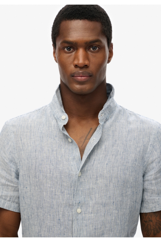 VACATION LINEN S S SHIRT M4010937A NAVY TICKING LINEN
